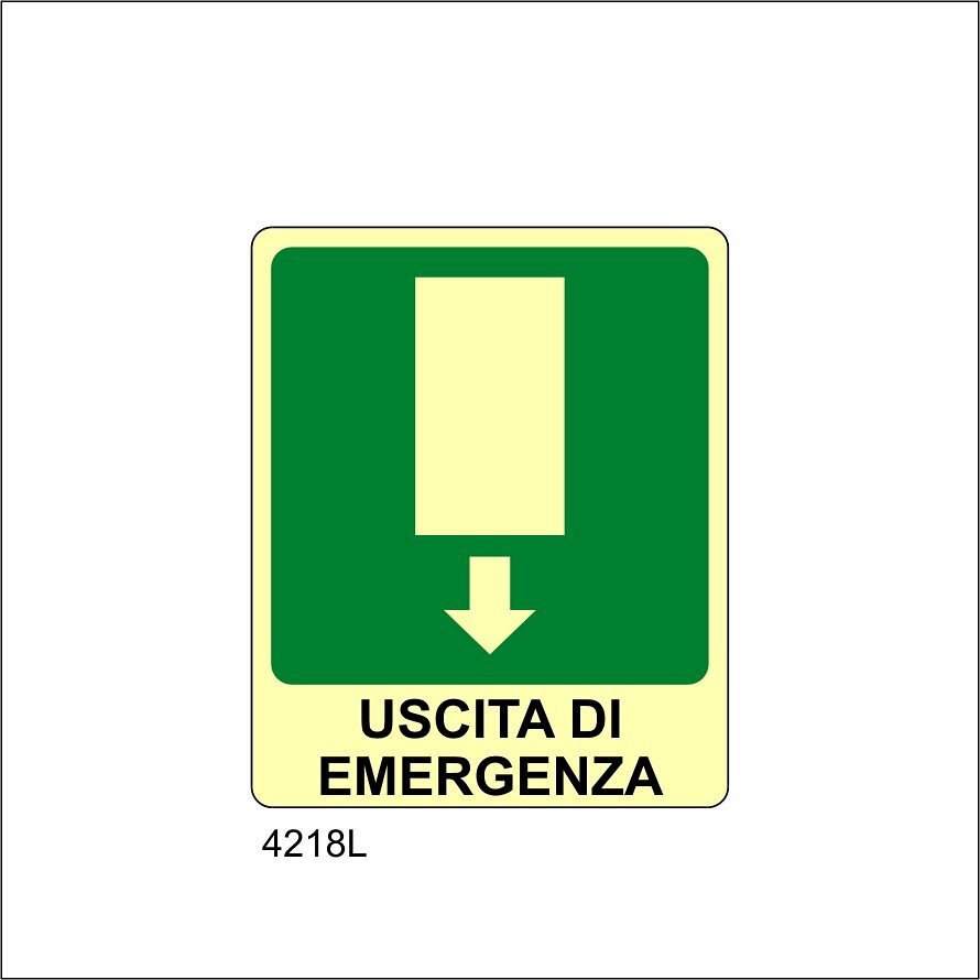 CARTELLO IN PLEXIGLASS SEGNALETICO - USCITA DI EMERGENZA - Con