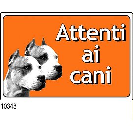 CARTELLO ATTENTI AL CANE ALLUMINIO PITBULL