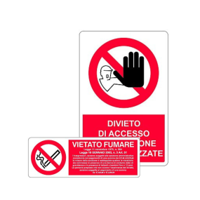 Segnaletica di Divieto Pittogramma con Testo (Verticale/Orizzontale)