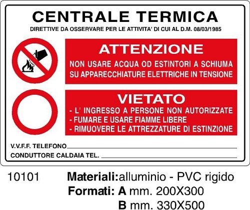Centrale Termica - A - Alluminio - 300x200 mm