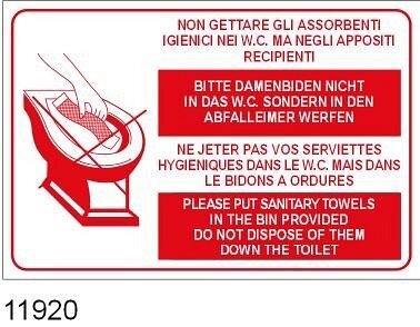 Non gettare gli assorbenti igienici nei WC ma negli appositi recipienti - AL - Alluminio piano