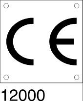 Targhetta bordo macchina "CE" in all. 60x60 mm - conf. 10 pz.