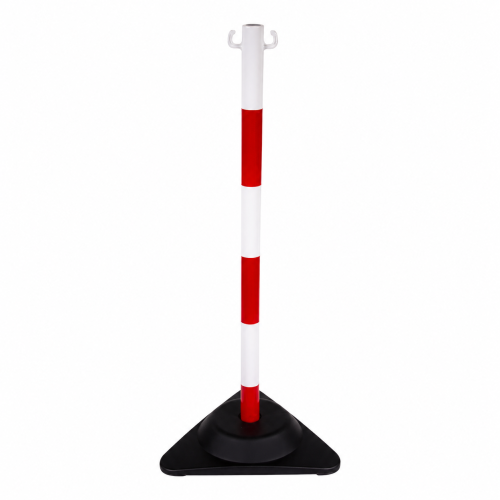 Colonnina Segnaletica Bianco/Rossa con Base Zavorrata e Ganci per Catena - 3 Kg