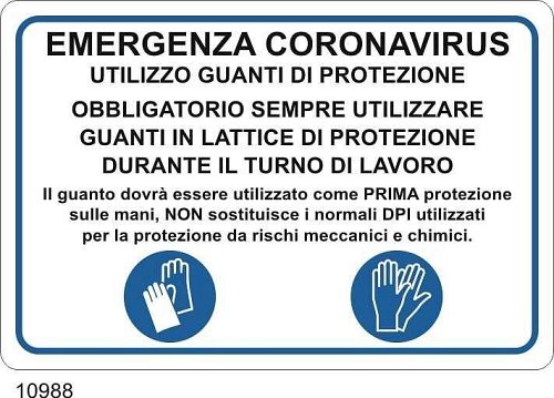 Utilizzare guanti di protezione.. - A - PVC adesivo - 250x350 mm - Conf 10 pz