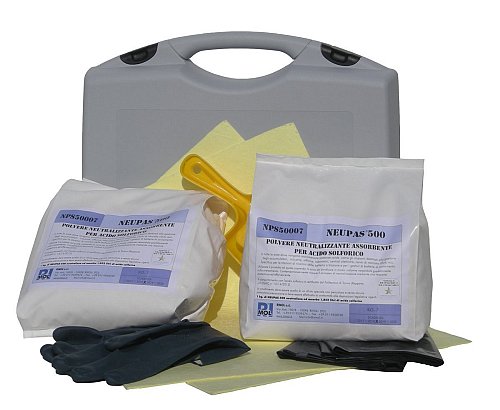 Kit antisversamento per acido solforico in valigia PP