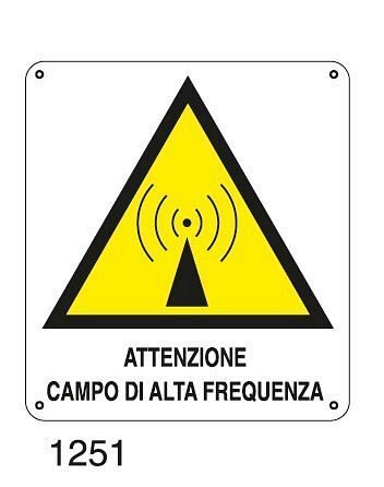 Attenzione campo di alta frequenza - A - Alluminio 145x165 mm