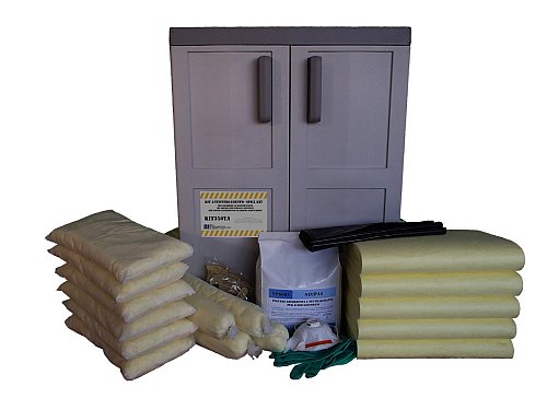 Kit antisversamento per prodotti chimici contenitore armadio 2 ante, 2 ripiani