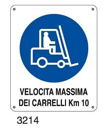 Velocità massima dei carrelli Km 10 - D - PVC adesivo 435x600 mm - Conf 10 pz.