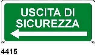 Uscita di Sicurezza sinistra - A - Alluminio 350x125 mm