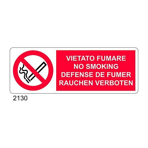Vietato fumare, non smoking, defense de fumer,rauchen verboten - D - Alluminio 1400x500 mm