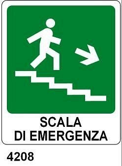 Scala di emergenza basso destra - B - PVC adesivo 160x210 mm