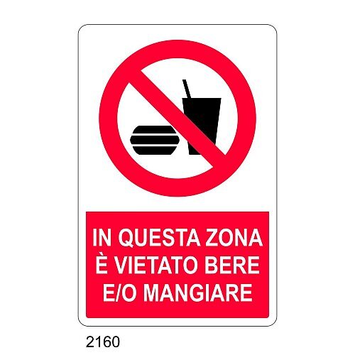 In questa zona è vietato bere e/o mangiare - E - Alluminio 500x700 mm