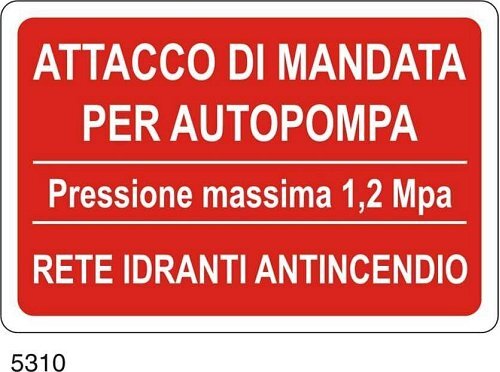 Attacco di mandata per autopompa (pressione massima 1,2 MPa) rete idranti antincendio - A - Alluminio 300x200 mm