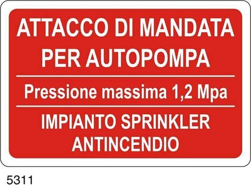 Attacco di mandata per autopompa (pressione massima 1,2 MPa) impianto sprinkler antincendio