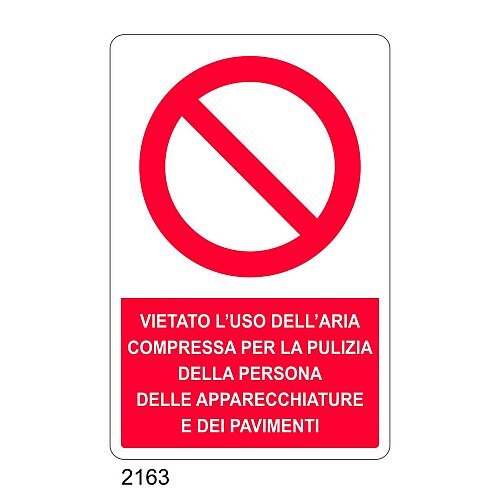 Vietato l'uso dell'aria compressa per la pulizia della persona, delle apparecchiature e dei pavimenti - E - Alluminio 500x700 mm
