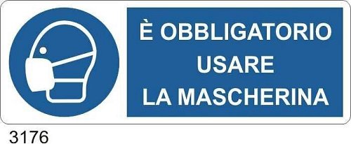 E' obbligatorio l'uso della mascherina - D - Alluminio 1400x500 mm - Conf 10 pz.