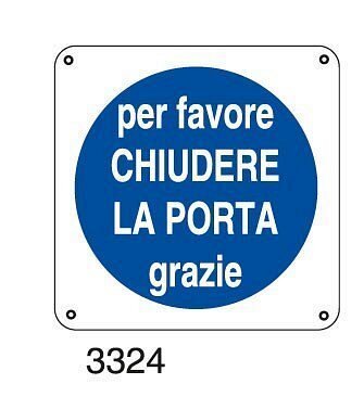 Per favore chiudere la porta, grazie - E - Alluminio 665x665 mm