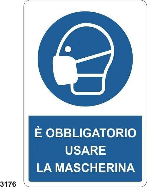 E' obbligatorio l'uso della mascherina - E - Alluminio 500x700 mm - Conf 10 pz.