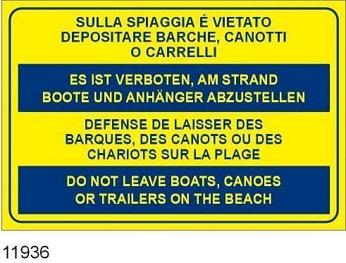 Sulla spiaggia è vietato depositare barche, canotti o carrelli - Alluminio piano