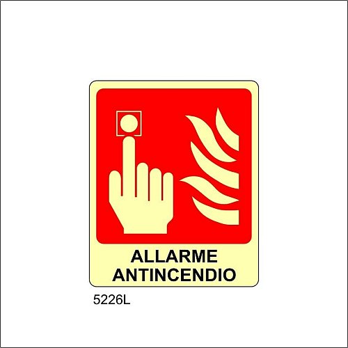 Allarme Antincendio Luminescente - A - Adesivo Luminescente - 120x145 mm