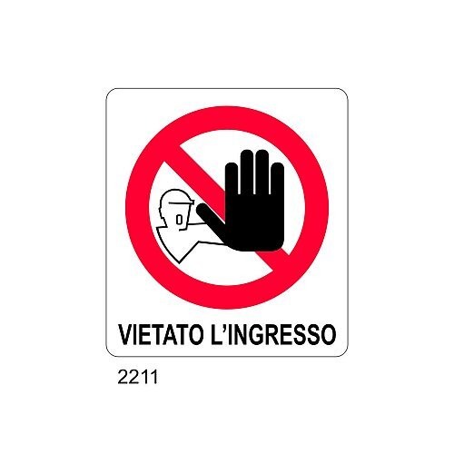 Vietato l'ingresso - B - PVC adesivo 180x210 mm - Conf 10 pz.