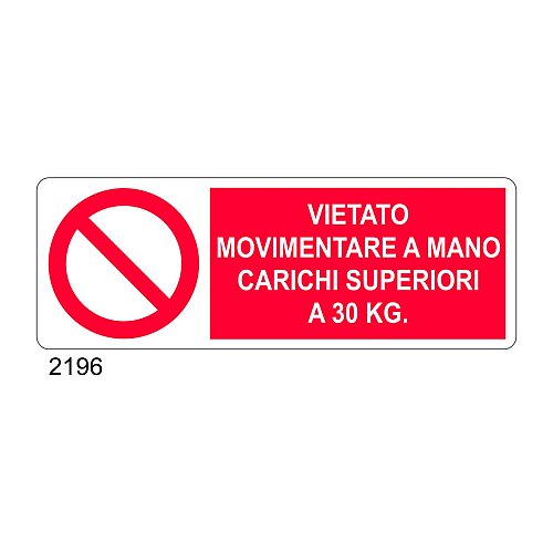 Vietato movimentare a mano carichi superiori a 30Kg