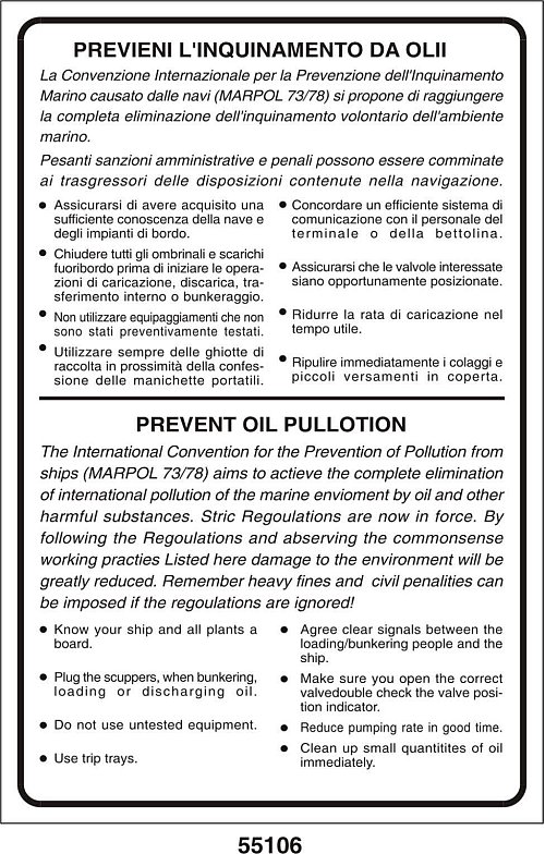 Prevent oil pullotion - Previeni l'inquinamento da olii - A - AD 250x350 mm