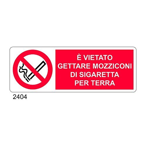 E' vietato gettare mozziconi di sigaretta per terra - A - Alluminio 350x125 mm
