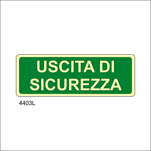 Uscita di sicurezza luminescente - A - Adesivo Luminescente - 350x125 mm - Conf 10 pz.