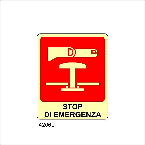 Stop di Emergenza Luminescente - A - Adesivo Luminescente - 120x145 mm