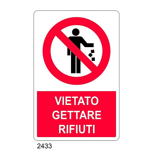 Vietato gettare rifiuti - E - Alluminio 500x700 mm - Conf 10 pz.