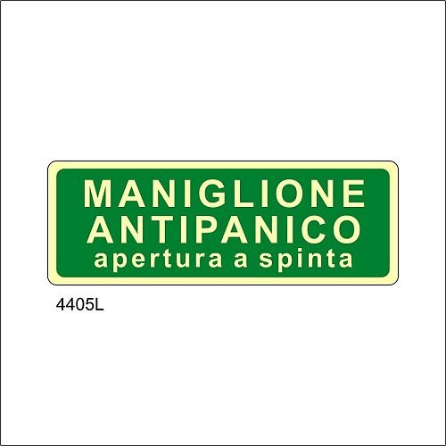 Maniglione antipanico apertura a spinta luminescente - A - Adesivo Luminescente - 350x125 mm