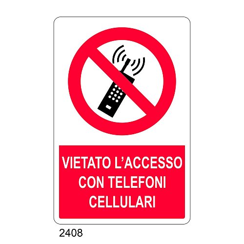 Vietato l'accesso con telefoni cellulari accesi - C - Alluminio 330x500 mm
