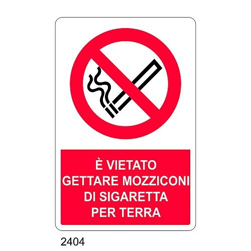 E' vietato gettare mozziconi di sigaretta per terra - C - Alluminio 330x500 mm