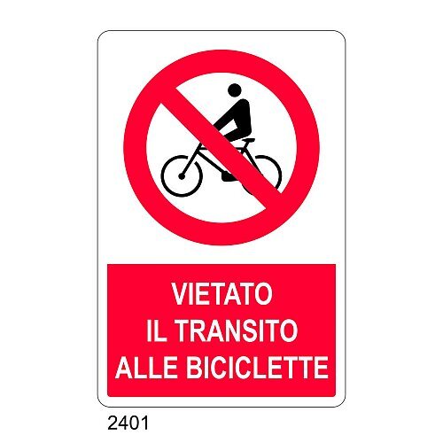 Vietato il transito alle biciclette - C - Alluminio 330x500 mm