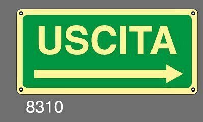 Uscita - A - Alluminio Luminescente - 350x125 mm