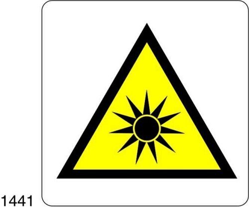 Pericolo radiazioni ottiche - E - Alluminio 665x665 mm - Conf 10 pz.