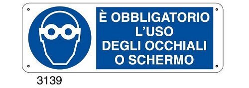 E' obbligatorio l'uso degli occhiali o schermo - C - Alluminio 330x500 mm