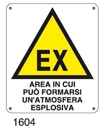 Area in cui può formarsi un'atmosfera esplosiva - D - Alluminio 580x730 mm - Conf 10 pz.
