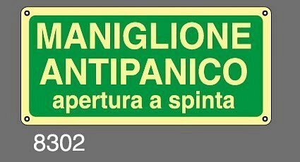 Maniglione Antipanico - A - PVC rigido Luminescente - 350x125 mm - Conf 10 pz.