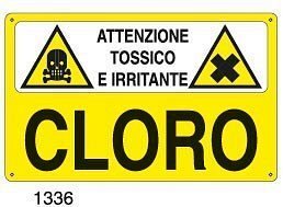 Attenzione tossico e irritante-Cloro - A - Alluminio 500x330 mm