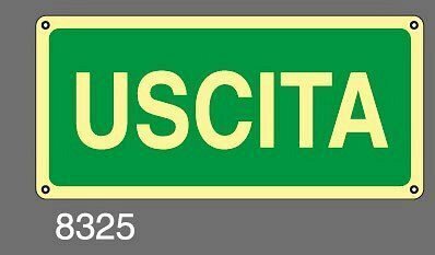 Uscita - B - PVC Rigido Luminescente - 375x175 mm - Conf 10 pz.