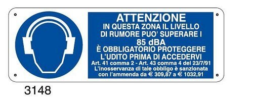 Attenzione in questa zona il livello di rumore può superare i 85dB. - E - Alluminio 500x700 mm
