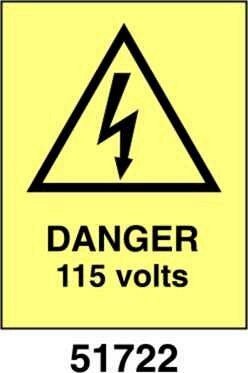 Danger 115 volts - A - PVL 150x200 mm