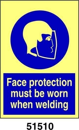 Face protection must be worn when welding - A - PVL 150x200 mm