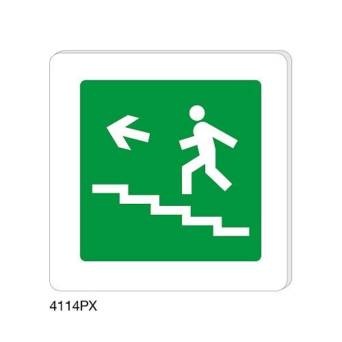 Scala di sicurezza alto sinistra - Plexiglass - B - 150x150 mm - Monofacciale - Senza Fori