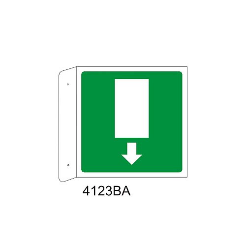 Uscita di emergenza basso - Alluminio - C - 230x230mm - Bifacciale a Bandiera - Non Luminescente - Conf.1 pz