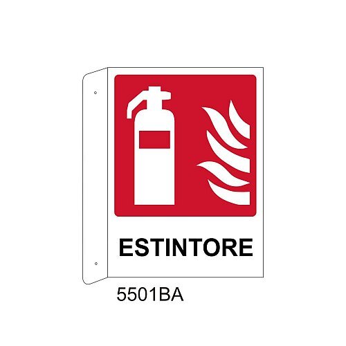 Estintore - Alluminio - B - 160x210mm - Bifacciale a Bandiera - Non Luminescente - Conf.1 pz