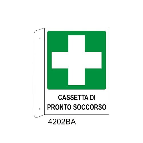 Cassetta di pronto soccorso - Alluminio - C - 230x310mm - Bifacciale a Bandiera - Non Luminescente - Conf.1 pz