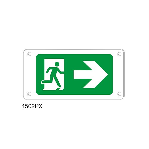 Uscita di emergenza a destra - Plexiglass - B - 240x120 mm - Monofacciale - 4 Fori